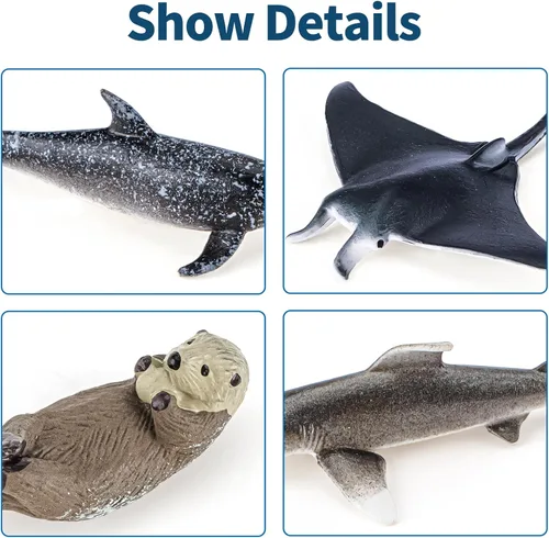 Vista 6 de 36 piezas de juguetes de animales marinos con tiburón, ballena, pulpo y otras figuras de animales del océano, juguetes para niños, adornos