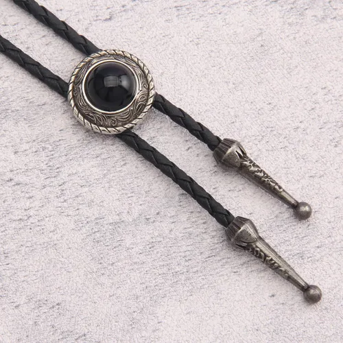 Vista 281 de Jeilwiy Corbata de bolo para hombre, corbata de vaquero occidental, collar de corbata de bolo dorado, corbata de cuero, corbata de Halloween