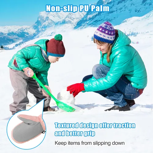 Vista 4 de MoKo Manoplas de esquí para niños, guantes de esquí aislados impermeables para niñas y niños, guantes de nieve de invierno para niños