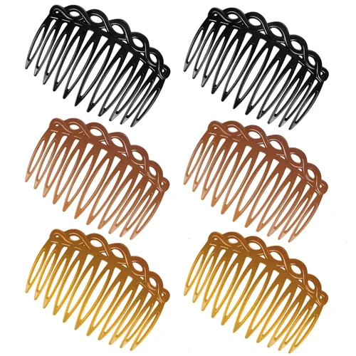 Vista 10 de COMNICO Juego de 6 peines laterales franceses para mujer, juego de accesorios de peine de pelo de plástico, pinzas decorativas para el cabello