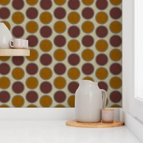 Vista 8 de Spoonflower Mod Circles Brown Pre-Pasted Removable Wallpaper