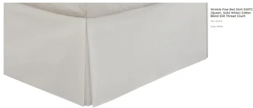 Vista 2 de sheetsnthings Falda de cama sin arrugas de 650 hilos (Queen, color blanco sólido) mezcla de algodón de 650 hilos