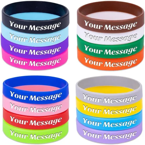 Vista 2 de 50 pulseras de silicona personalizadas para motivación, recuerdos de fiesta, eventos, cumpleaños, conciencia Negro