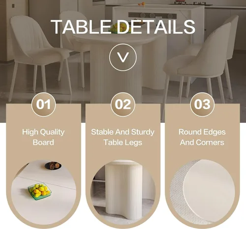 Vista 3 de Mesa de comedor de 55.11 pulgadas para 4-6 personas, mesa de comedor rectangular, mesas de comedor modernas para cocina, sala de estar, mesas
