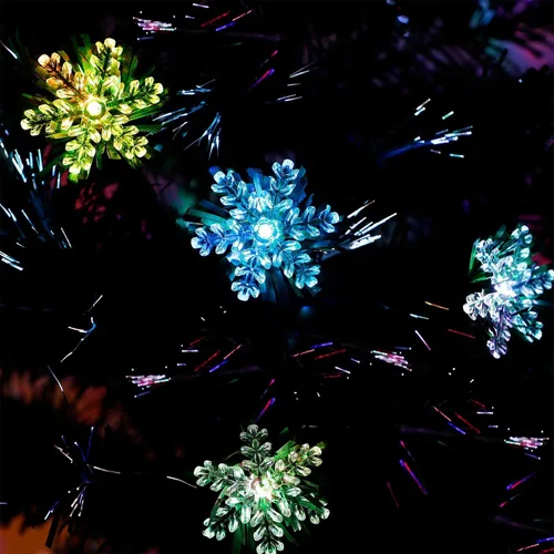 Vista 6 de Juegoal Árbol de Navidad Artificial Verde Preiluminado de 3 pies, Mini Árboles de Navidad de Mesa de Fibra Óptica Iluminada con Luces que Cambian
