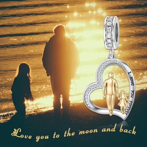Vista 26 de PROESS Dije para padre, madre e hija, pulsera de plata de ley para pulseras, regalos de cumpleaños, día de San Valentín, para hija, madre, amante