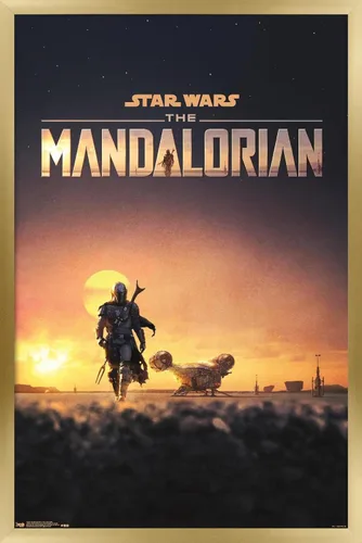 Vista 18 de Trends International Star Wars: The Mandalorian - Póster de pared de una hoja D23, 14.725 x 22.375 pulgadas, versión enmarcada de madera de granero