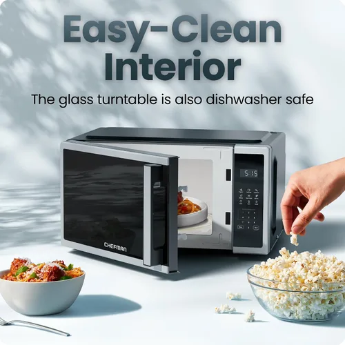 Vista 6 de Chefman Horno microondas compacto de 0.7 pies cúbicos, 700 W con 10 niveles de potencia, 3 ajustes preestablecidos de cocción con cocción expresa
