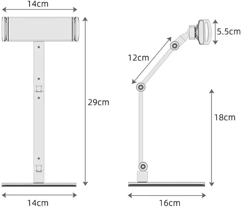 Vista 5 de UGIFT Soporte ajustable para tableta, soporte de escritorio multiángulo, giratorio de 360°, 4-12.9 pulgadas, negro