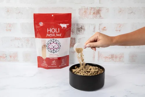 Vista 3 de HOLI Decoración de alimento para perros en polvo de hígado de res – Decoración de perro de hígado de res liofilizado para alimentos secos – Un solo