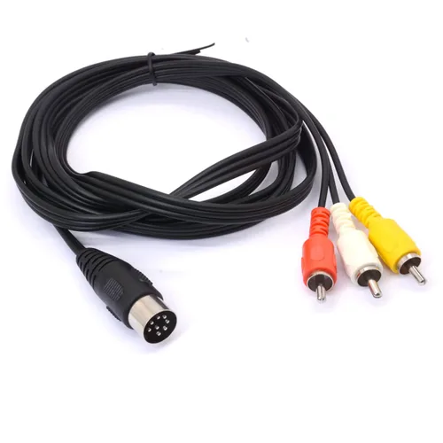 Vista 2 de Cable DIN de 8 pines a 3RCA, enchufe macho DIN de 8 pines a 3 RCA, cable adaptador de audio macho RCA para equipos de audio de instrumentos