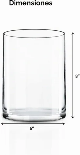 Vista 2 de CYS EXCEL Jarrón de vidrio transparente cilíndrico (H:8" D:6") Múltiples opciones de tamaño de jarrones de vidrio para flores como centros de mesa
