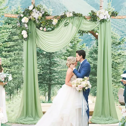 Vista 16 de Cortinas de boda con rosas polvorientas, 2 paneles de 6 yardas, cortinas de fondo transparentes para despedida de soltera, arcos de boda
