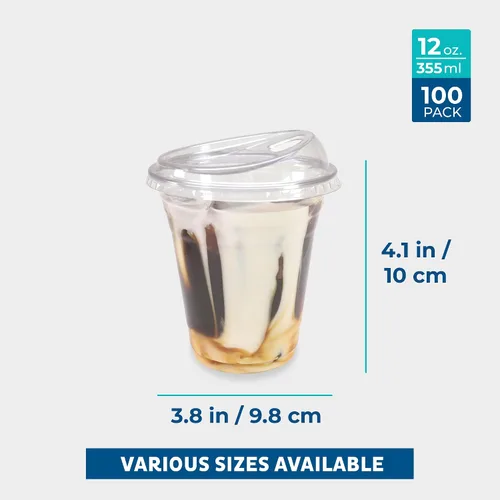 Vista 3 de Freshware - Vasos desechables transparentes de 12 onzas con tapas
