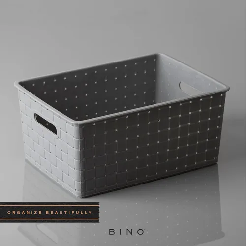 Vista 5 de BINO Cestas de almacenamiento de plástico pequeñas - gris LA COLECCIÓN ESTABLE Almacenamiento de uso múltiple Organizador rectangular