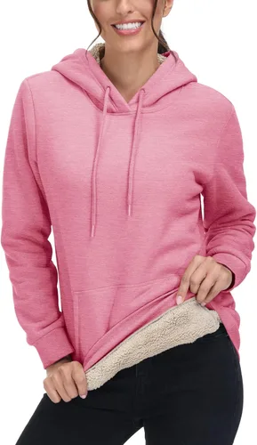 Vista 43 de MAGCOMSEN Sudaderas con capucha para mujer, con forro de sherpa, de vellón, para invierno, cálido, pesado, de algodón, con bolsillo