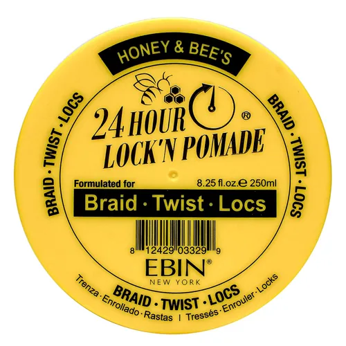 Vista 6 de EBIN NEW YORK 24 Hour LOCK'N POMADE Braid Formula Honey & Bee's 2.7oz Ideal para trenzar, torcer, bordes, sujeción extremadamente firme, alto