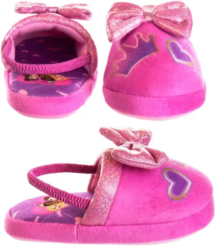 Vista 5 de Disney Girls Princess Slippers - Fuzzy Slippers Tangled, Little Mermaid, Beauty and the Beast (size 5-10 Toddlersize 11-12 Little Kid)