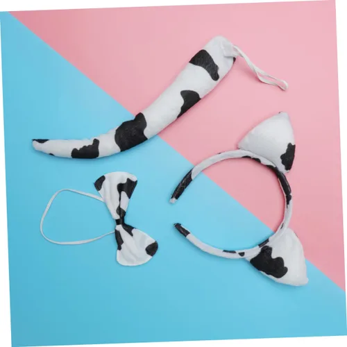 Vista 3 de Ipetboom 3 Ties for Kids Party Supplies for Kids Fun Dairy Cattle Tail Cow Tail Tie Animal Ear Headband Headbands for Kids Cow Costume Headband Tie