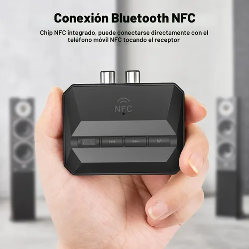 Vista 6 de Receptor Bluetooth, adaptador de audio inalámbrico con Bluetooth 5.3 NFC-Enabled RCA/3.5mm AUX USB Drive/TF Card Outputs, Volume/Track Control for