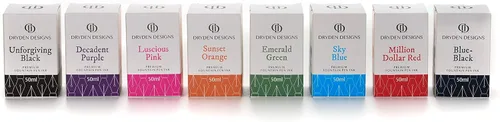 Vista 9 de Dryden Designs Botella de tinta para pluma estilográfica, edición de lujo, flujo suave, diseño compacto, 1.7 fl oz, color negro implacable