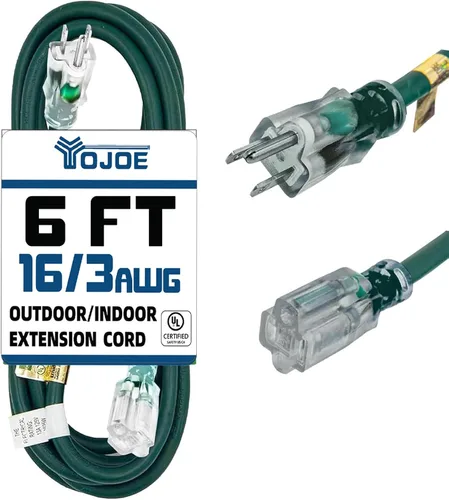 Vista 40 de YOJOE Cable de Extensión, Cable de Alimentación de 3 Clavijas 13A Resistente a la Intemperie, Cable de Extensión Marrón de Servicio Pesado Calibre
