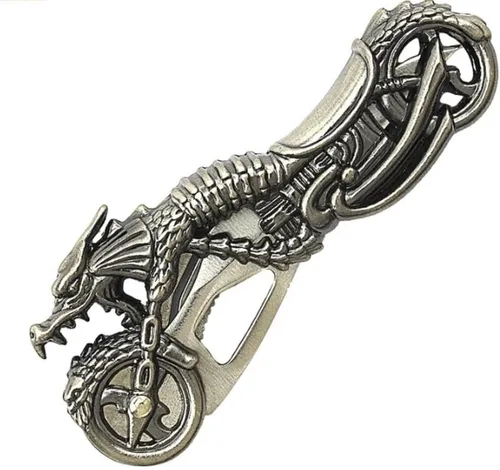 Vista 4 de Cuchillo de bolsillo plegable táctico de acero inoxidable con diseño de hoja de motociclista de dragón de 7