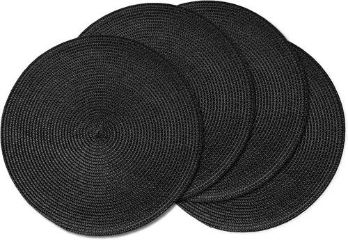 Vista 18 de AHHFSMEI Juego de 6 manteles individuales redondos trenzados de 15 pulgadas para mesas de comedor, tejido natural, resistentes al calor, color beige