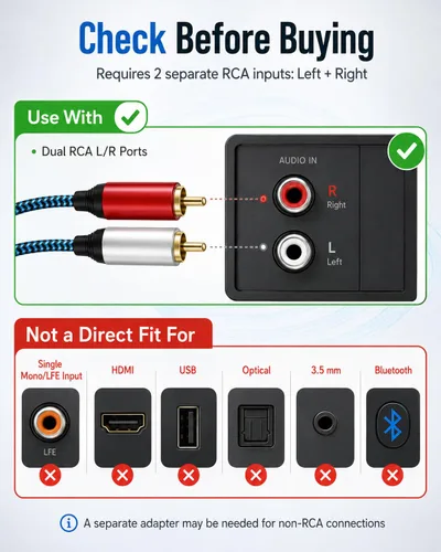Vista 8 de Cable RCA de 5 pies/4.9 ft 2RCA macho a 2RCA macho cable de audio estéreo trenzado de nailon cable de audio auxiliar para cine en casa