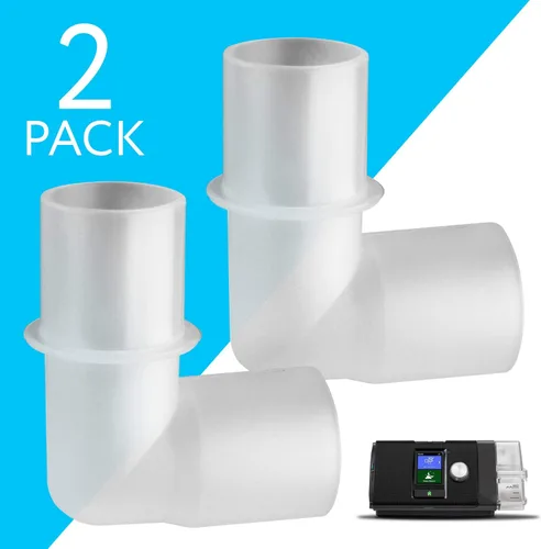Vista 2 de IMPRESA Conector de codo de plástico compatible con ResMed AirSense/AirCurve/AirStart 10 y AirSense 10 piezas, 2 unidades de flujo sin enredos
