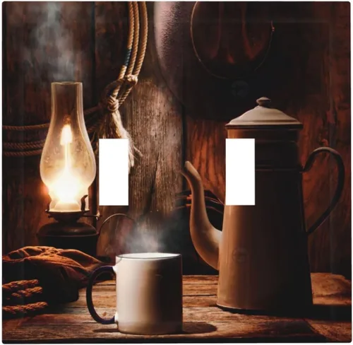 Vista 120 de Cubiertas de pared de lodge rústico retro con diseño de osos, ciervos y animales salvajes. Placas de pared dúplex simples para interruptor de luz.