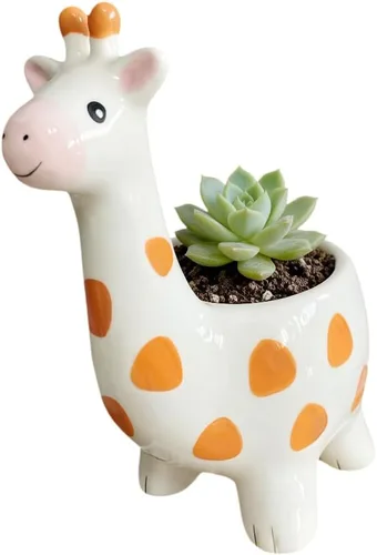 Vista 14 de Maceta de cerámica en forma de animal - Decoración única y encantadora para el hogar (vaca)