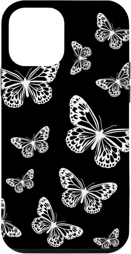 Vista 16 de Cute White Butterflies Black Background Case for iPhone 17
