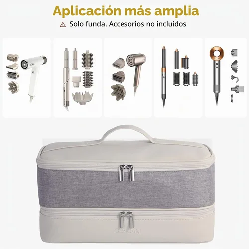 Vista 5 de Funda de viaje Airwrap de doble capa para Shark Flexstyle, funda de transporte para Shark 430/440 Flexstyle, bolsa de viaje para Shark Gris claro