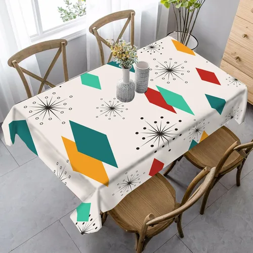 Vista 10 de Mantel azteca, diseño geométrico tribal, decoración rústica de nativos americanos, estilo suroeste, impermeable, lavable, para decoración de cocina