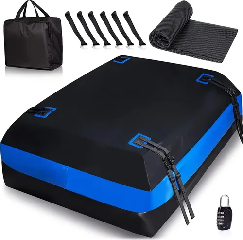 Vista 9 de ZONETECH Bolsa de carga resistente al agua para el techo, color negro clásico de 15 pies cúbicos, calidad premium, universal, impermeable, plegable