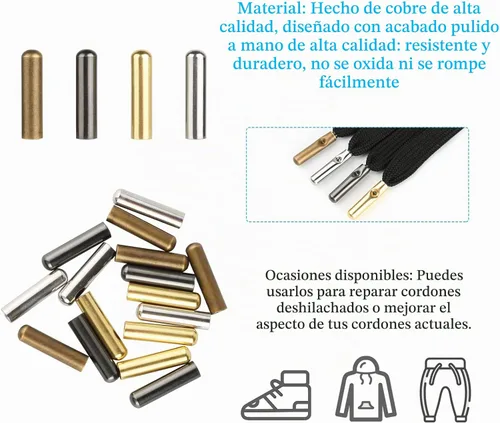 Vista 3 de Herramientas de puntas de cordones con 64 piezas Bullet Aglets, herramientas de reparación de puntas de repuesto para tenis, sudaderas con capucha