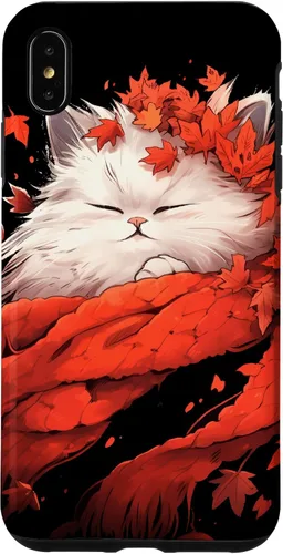 Vista 11 de Persian Cat Kitten Autumn Fall Leaves Thanksgiving Case for iPhone 16