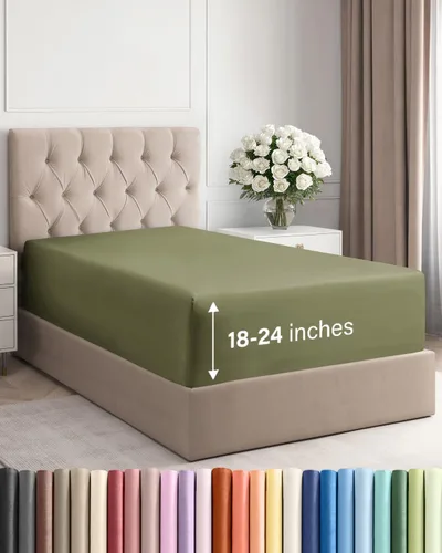 Vista 127 de Sábana bajera ajustable extra profunda Twin XL – Sábana bajera individual de lujo de hotel solamente – Se adapta fácilmente a colchones de 18 a 24