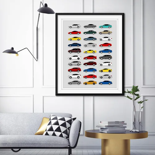 Vista 6 de Custom Car Posters Póster hecho a mano compatible con Acura (perfil lateral), decoración de lo mejor de las generaciones de Acura, historia 10C.