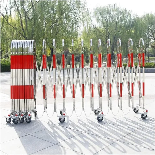 Vista 2 de Expandable Barricade,Mobile Barrier Gate, Stainless Steel Safety Barrier Gate Movable Folding Isolation Fence Outdoor Push-Pull(Red Silver 1.1x6m)