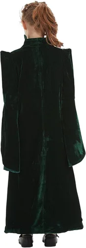 Vista 3 de Disfraz de profesor McGonagall para niños, disfraz de bruja, mago, hechicera, capa, bata de bruja para niñas, traje de Halloween