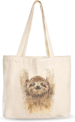 Vista 10 de Bolsa de lona, diseño animal, refuerzo resistente, 100% algodón natural, para compras, comestibles, computadora portátil., XL, Bolso grande de lona