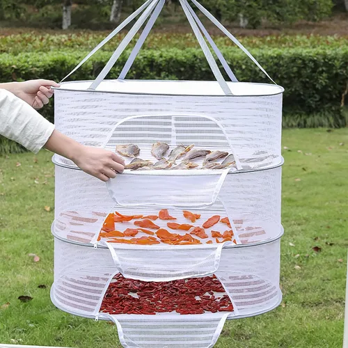 Vista 3 de Rejilla de secado de hierbas, red plegable de malla con cremallera, red de secado de alimentos para secar suéter para secar semillas, hierbas, 3