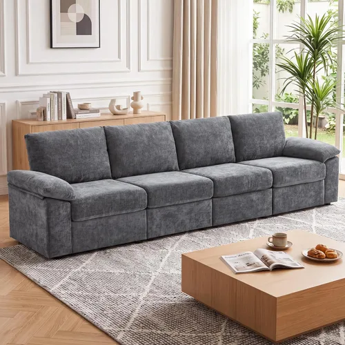 Vista 17 de Sofá de nube en forma de L de 101 pulgadas, sofá modular para sala de estar Beige