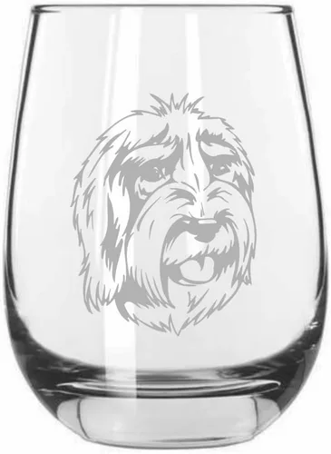 Vista 387 de Shar Pei (chino) - Vaso de vino sin tallo grabado para perro, 15.25 onzas