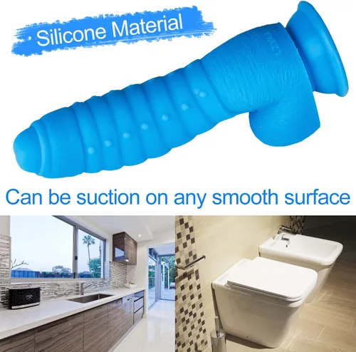 Vista 4 de Consolador realista, material de silicona líquida sin olor, juguetes sexuales para adultos, pene, fuerte ventosa para usar sin manos, 2 bolas, punto