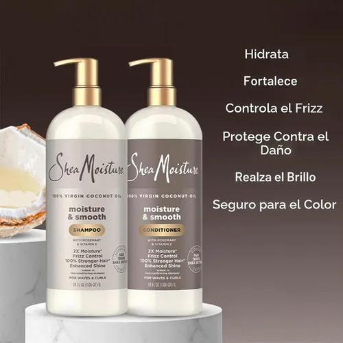 Vista 5 de SheaMoisture - Juego de champú y acondicionador, humedad y suave, 34 oz Ea