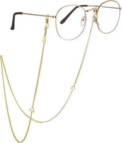 Vista 18 de AllenCOCO Cadena para gafas, correa para lentes de sol para mujer, cadena de oro de 14 quilates, soporte para lentes alrededor del cuello