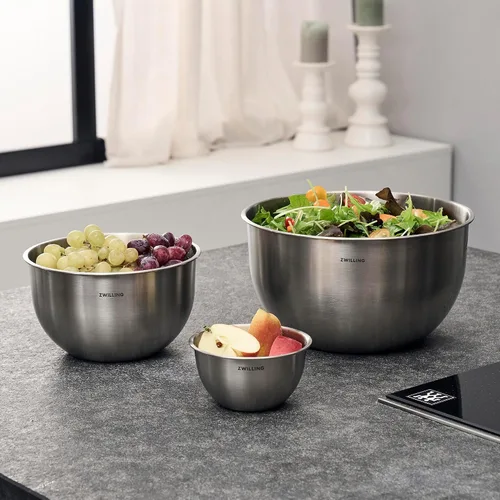 Vista 5 de ZWILLING Fresh & Save Bowls - Juego de 3 cuencos al vacío de acero inoxidable, recipientes herméticos para almacenamiento de alimentos